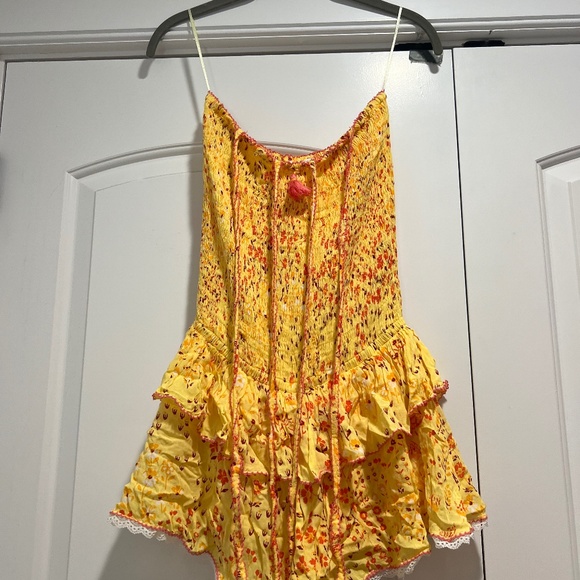 Poupette St Barth yellow floral romper